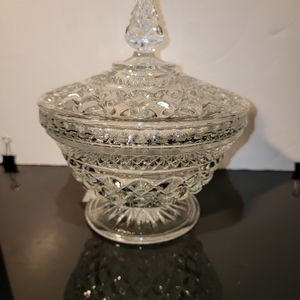 Beautiful Anchor Hocking Wexford Covered Candy Dish 8 " and 6 1/2 Wide